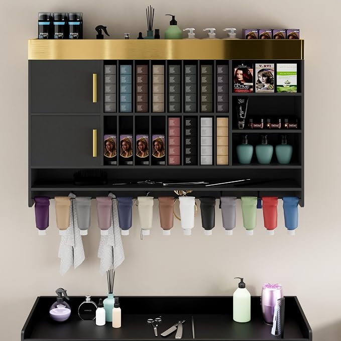 Hair Color Organizer Rack, Wall Mounted Salon Station by HolaiNail