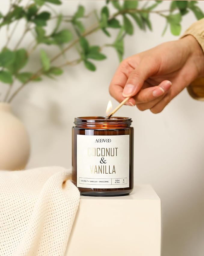 AOOVOO Coconut Vanilla Candles - 9 oz Scented Candles - Image 6