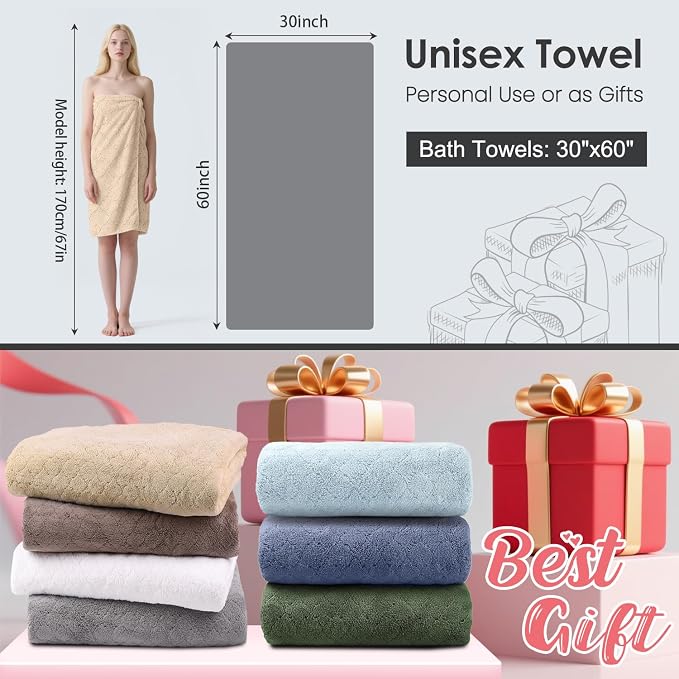 JML Bath Towels, Large Microfiber Towel Set, Ultra Soft, Super Absorbent - Image 2