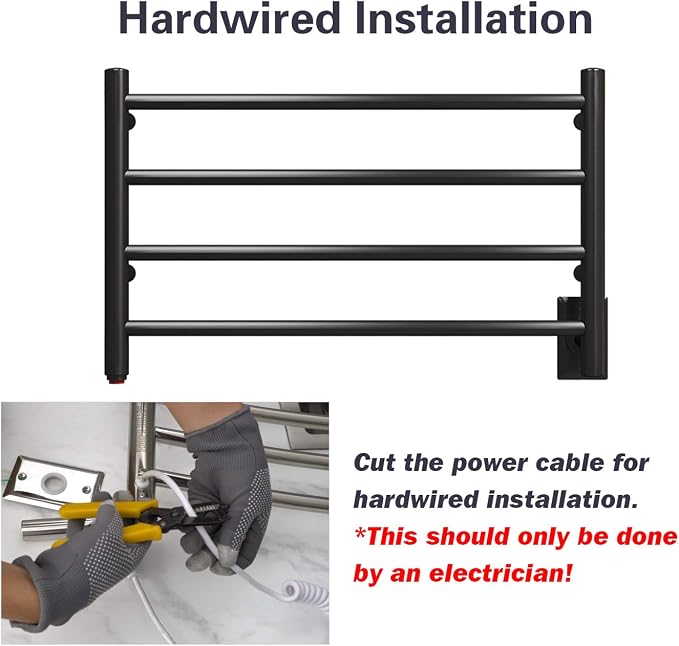 HEATGENE Towel Warmer 4 Bar Towel Dryer Wall-Mounted Plug-in Bath Towel Heater - Image 3
