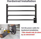 HEATGENE Towel Warmer 4 Bar Towel Dryer Wall-Mounted Plug-in Bath Towel Heater - Image 3