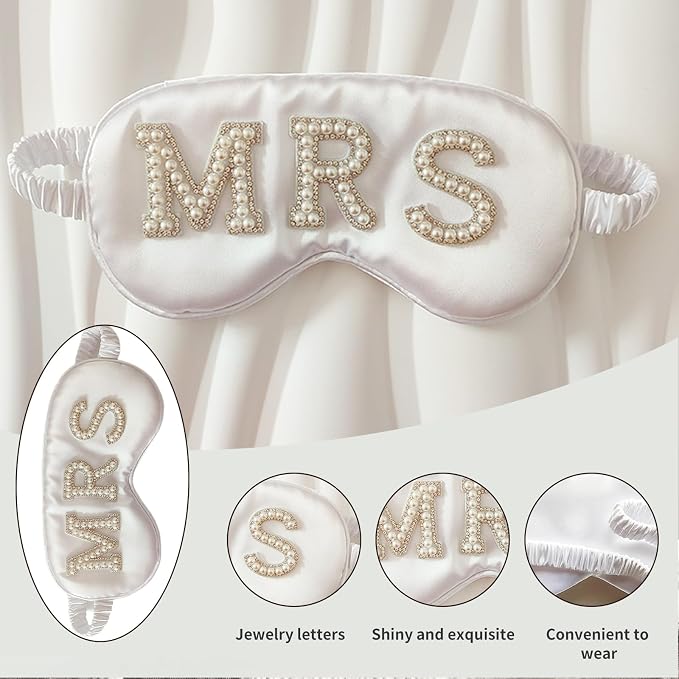Bride Eye Mask, Pearl Bridal Shower Gifts to Adjust Night Sleep, Sleeping Maskes - Image 3