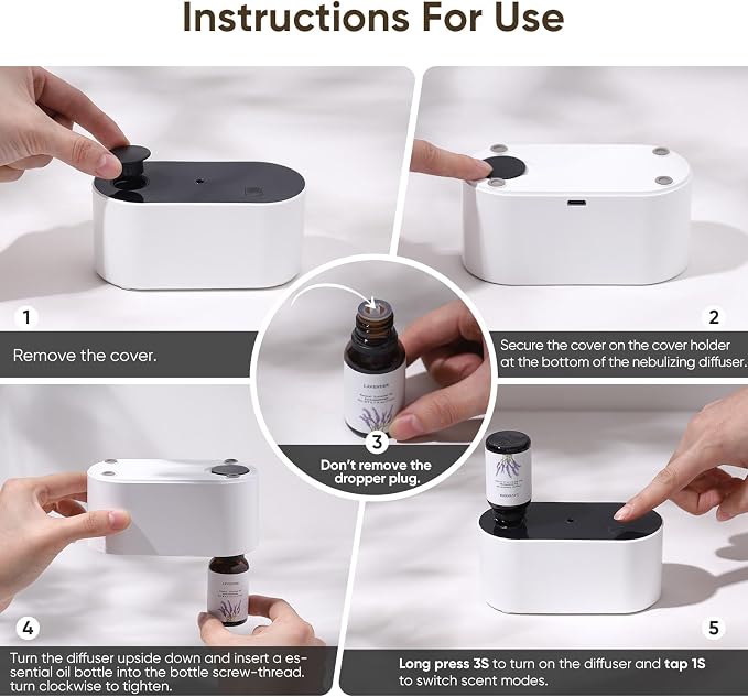 Lecdura Waterless Diffuser for Essential Oil, Battery Operated Scent Air - Image 7