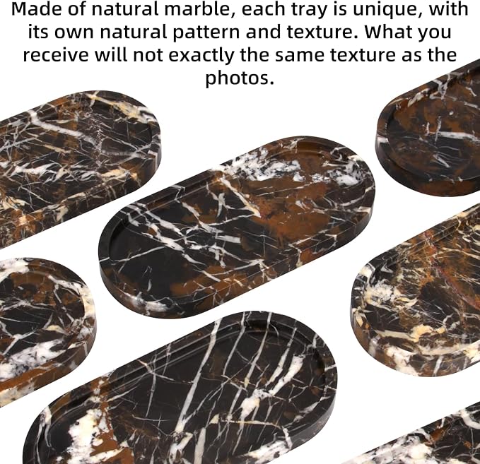 Natural Marble Tray Oval, Bathroom Vanity Tray - Image 4