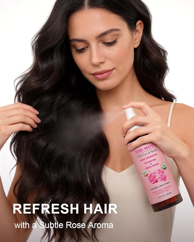 Yoken Organic Rose Water Spray for Face, 12 Fl Oz Fine Mist, Rosewater Face Mist - Image 6