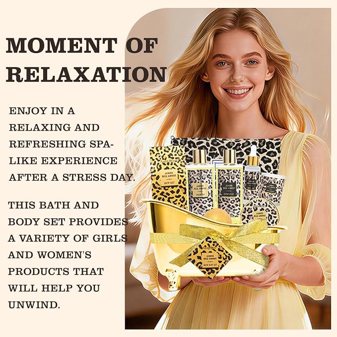 Spa Kit Gifts Basket for Women, Honey & Almond Bath & Body Gift Basket - Image 3