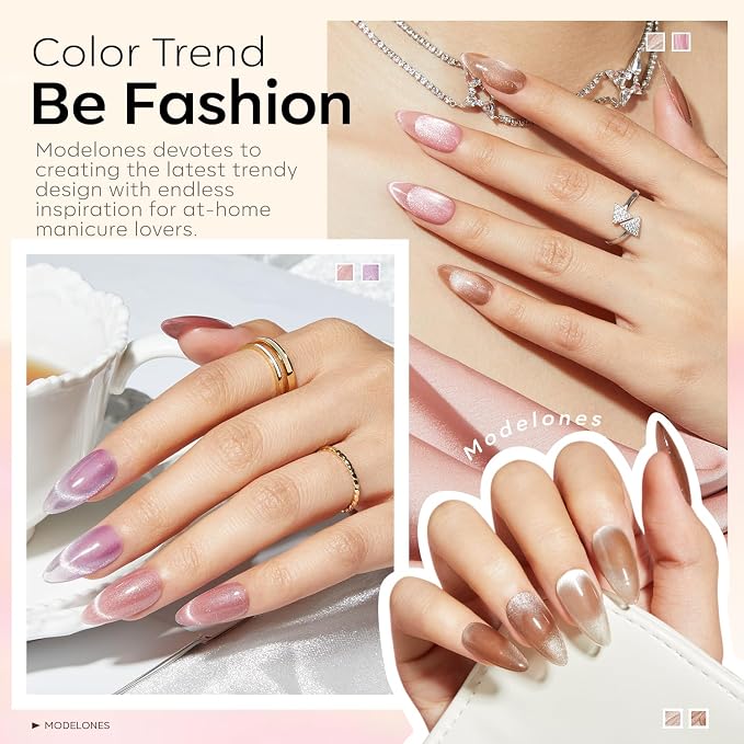 modelones Cat Eye Gel Nail Polish 6 Colors Nude Pink Brown Purple Cat Eye Nail - Image 3