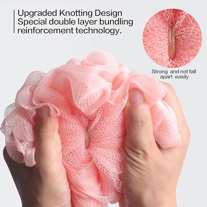 Fishent Loofah Bath Sponge, 4 Pack 70g Shower Loofahs Soft Mesh Pouf Shower - Image 4