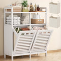 Homykic Tilt Out Laundry Hamper Cabinet, Bamboo Double Laundry Hamper by Homykic