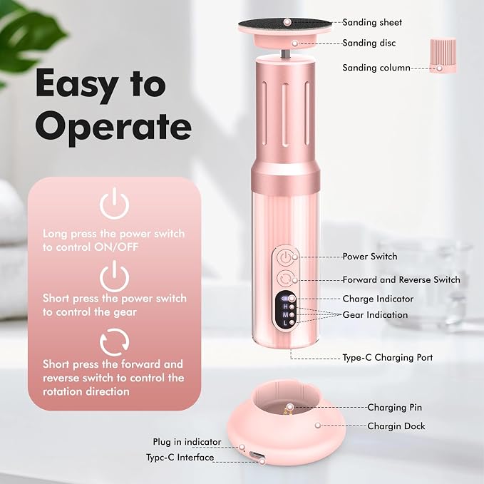 Electric Foot Callus Remover Cordless Electric Foot Filer Kit - Image 4