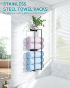 Towel Racks for Bathroom, 2 Tier Wall Towel Holder - Image 4
