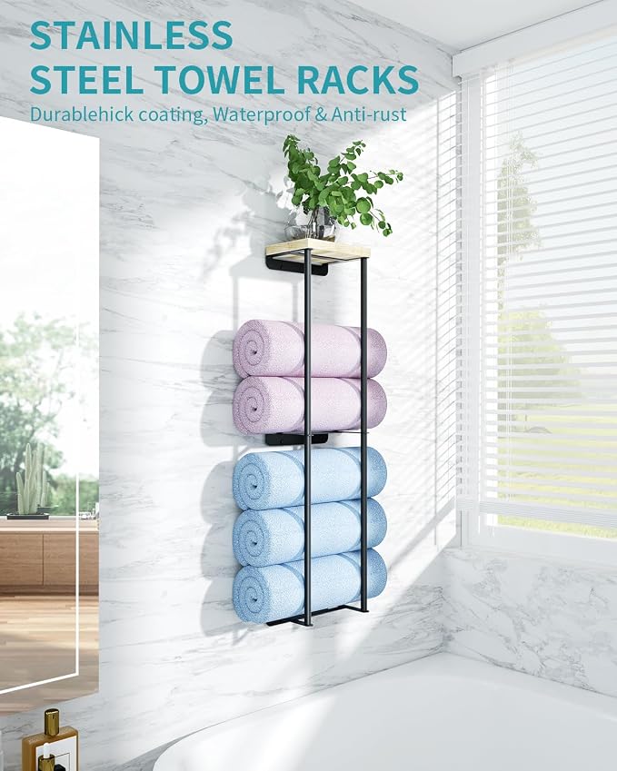 Towel Racks for Bathroom, 2 Tier Wall Towel Holder - Image 4