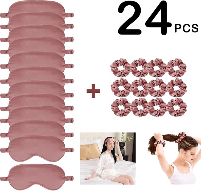 24Pcs Satin Eye Mask Silk Sleep Masks Silky Eyes Cover Blackout Blindfold - Image 2