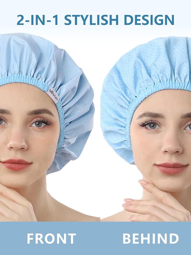 Years calm Shower Caps for Women Reusable Waterproof, Double Layer Waterproof - Image 2