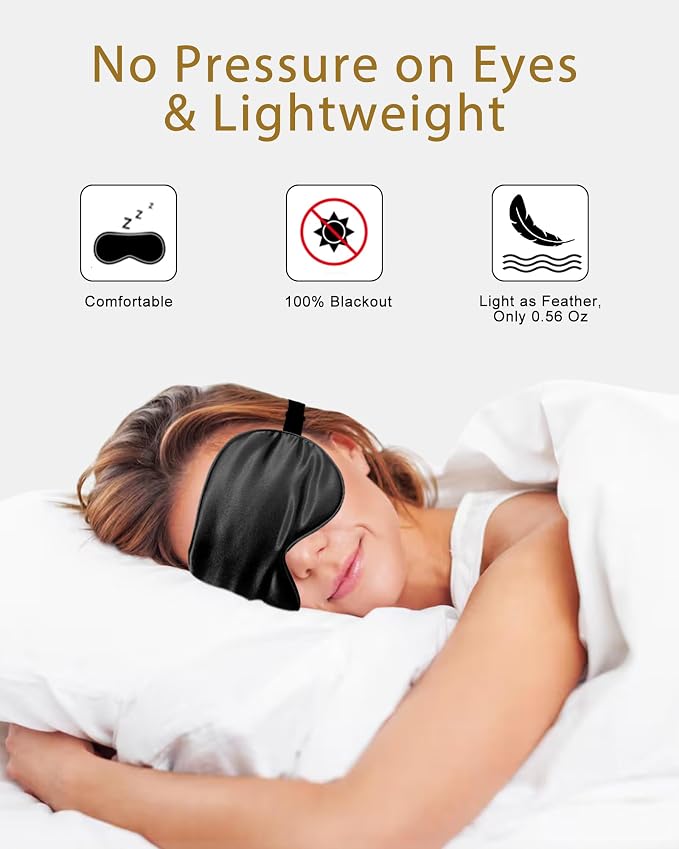 4 Pack Silky Sleep Masks for Women Men, JroyJoy 100% Blackout and Super Soft - Image 3