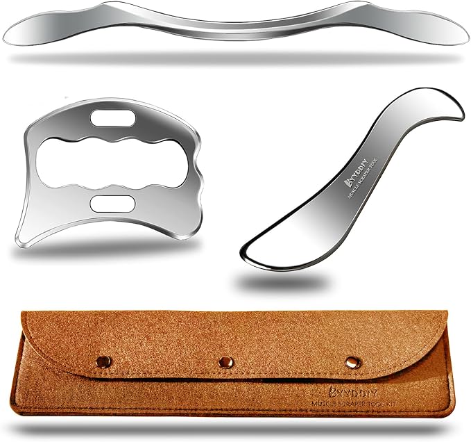 BYYDDIY Stainless Steel Gua Sha Muscle Scraper Tools Kit, Scraping Massage Tool by BYYDDIYMuscleScraperTools