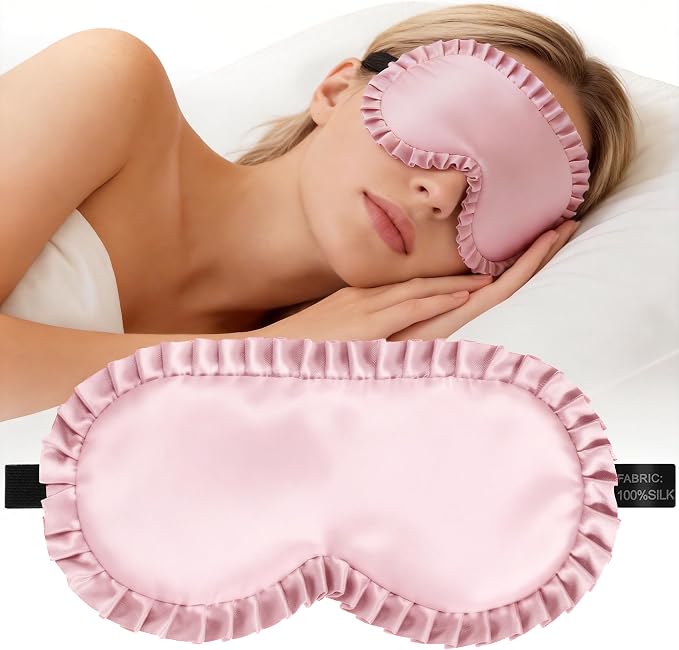 Silk Sleep Mask for Women: 100% Mulberry Silk Eye Mask, Soft Wavy Edge Eye by spacepower