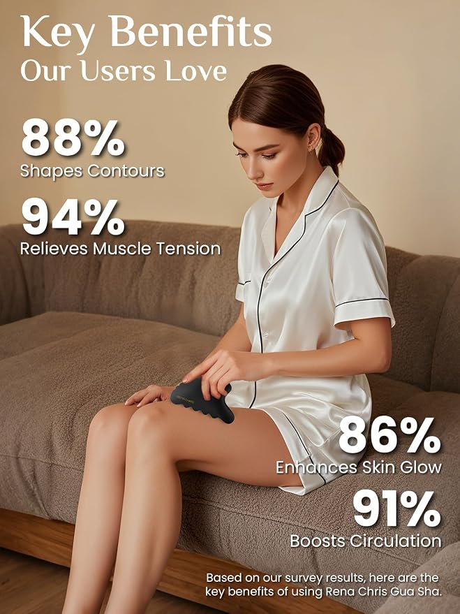 Rena Chris Body Gua Sha Tools, Natural BianStone Guasha Tool, Manual Massage - Image 5