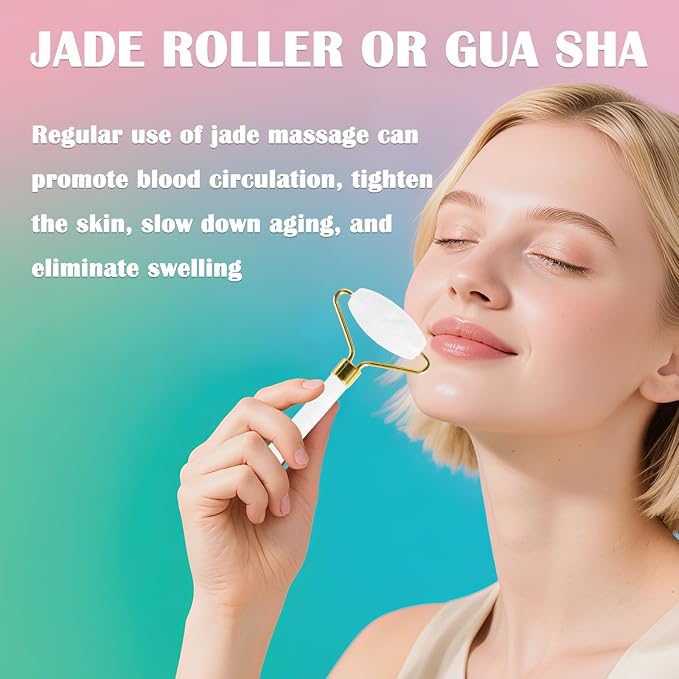 Jade Roller Gua Sha Tools – Nature Gua Sha Facial Tool Skin Tightening Face - Image 2
