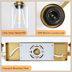 Gold Bathroom Vanity Light, 10-Light Brushed Gold Bathroom Light Fixtures - Image 4