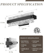 Modern Black Bathroom Vanity Light, 16.5 Inch 10W Dimmable LED Bathroom Light - Image 7