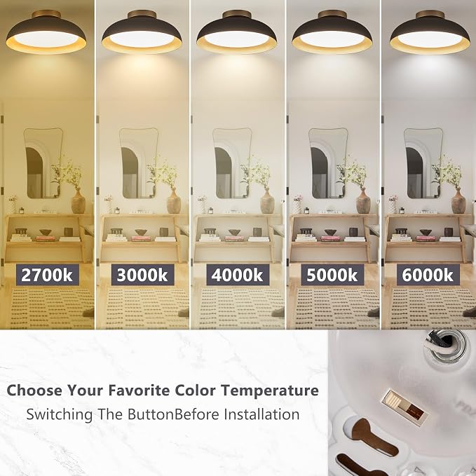 Bargeni Flush Mount Ceiling Light, 12.5 inch Ceiling Lighting Fixture, Mid - Image 4