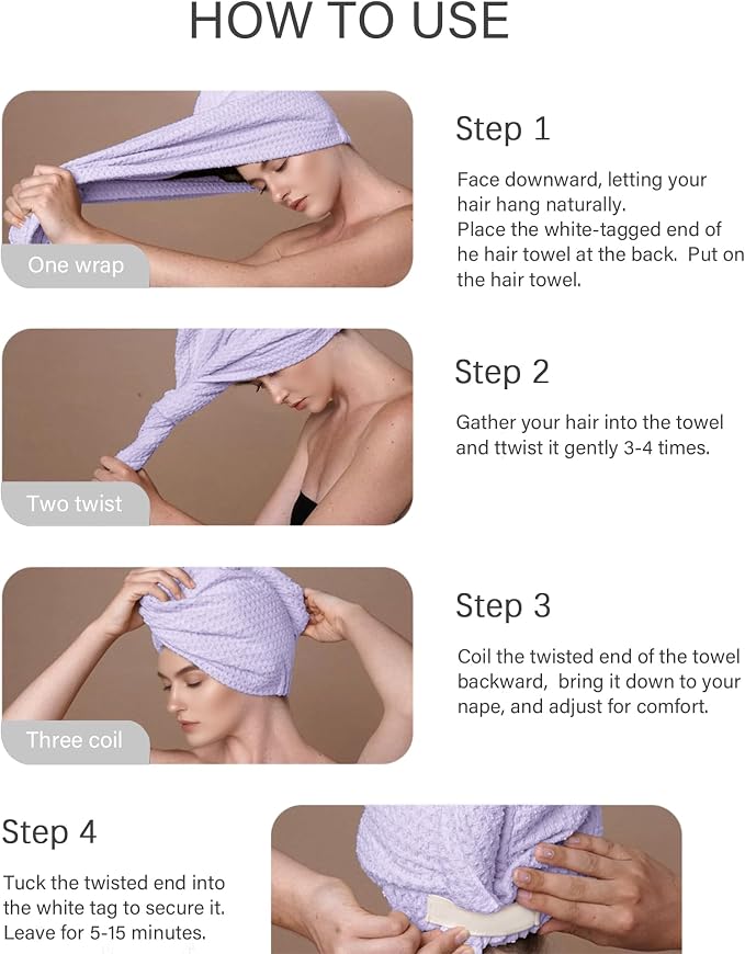 ROLSHOL 2 Pack Microfiber Hair Towel Wrap - Image 8