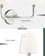 2-Light Bathroom Light Fixtures, Brushed Nickel Vanity Lights, Double Wall - Image 4