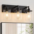3-Light Bathroom Vanity Light Fixtures, Modern Matte Black Bathroom Lighting by Unknown