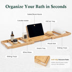Bamboo Bathtub Tray, Bath Caddy - Image 4