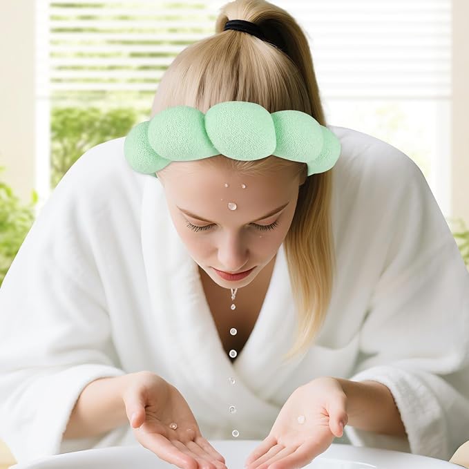 Zkptops Spa Headband for Washing Face Wristband Set Sponge Makeup Skincare - Image 9