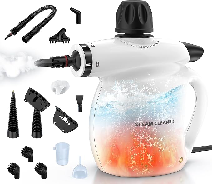 Steam Cleaner, Pressurized Handheld 13pcs Multi-Purpose Natural Deep Cleaning by LABIGO