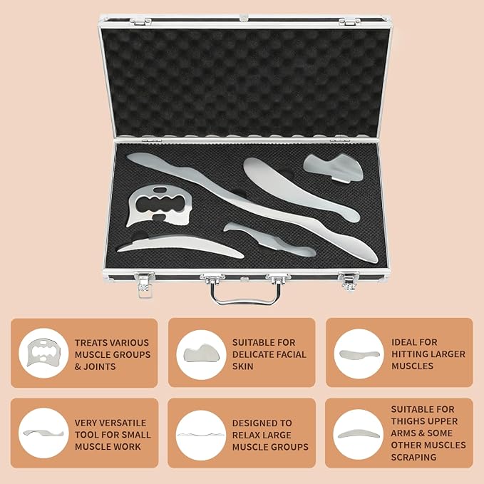 tonchean Gua Sha Scraping Massage Tool Set, 6-Piece Muscle Scraper IASTM Tool - Image 2