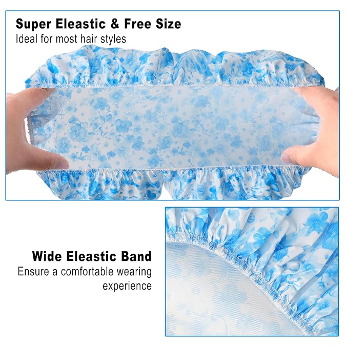 6 PCS Shower Caps for Women, Double Side Waterproof Shower Cap, Reusable - Image 6