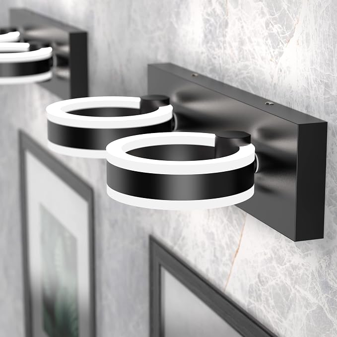 LED Bathroom Light Fixtures, 15inch Black Vanity Lights, Modern 2 Light Acrylic - Image 4