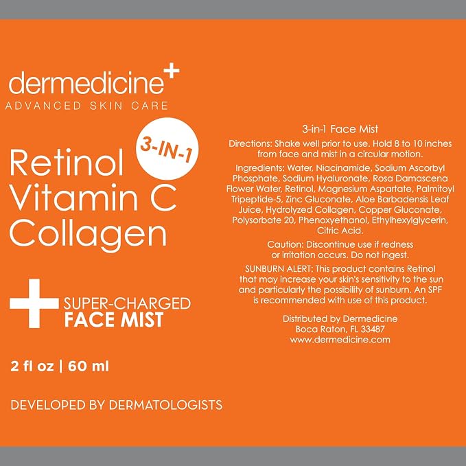 3 in 1 Super-Charged Anti-Aging Face Mist w/Retinol, Vitamin C + Collagen | - Image 4