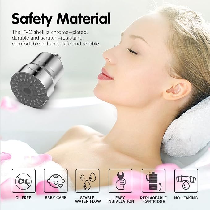 Filtered Shower Head, 2-in-1 Shower Head Filter-5 Modes High Pressure Output - Image 9