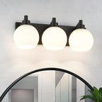 Bathroom Light Fixtures, 3-Light Matte Black Vanity Light, Modern Wall Sconces by Metwet
