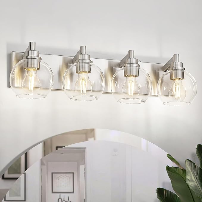 Bathroom Light Fixtures, 4 Light Brushed Nickel Vanity Light, 26 Inch Modern - Image 8
