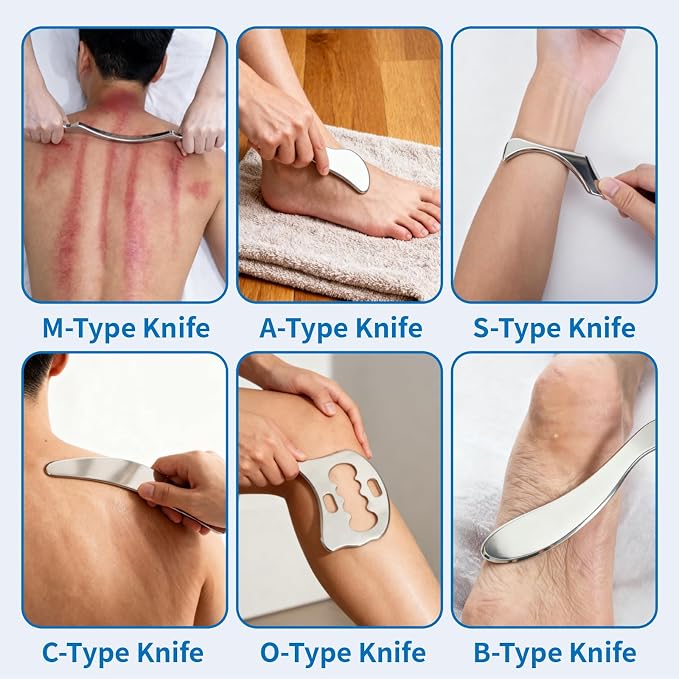 6-Piece Gua Sha Muscle Stainless Steel Scraper Massage Tool Set - Image 4