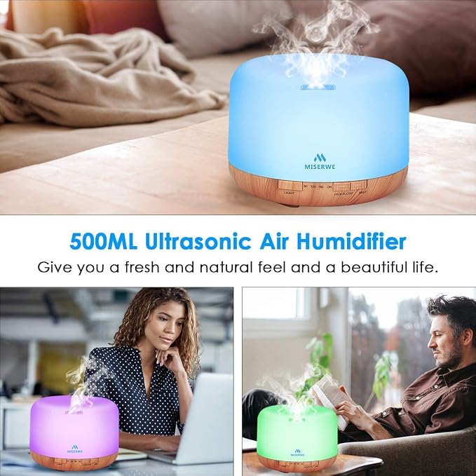 500ml Diffuser with Remote Control Waterless Automatic Shut Off Essential Oil - Image 5