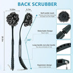 Loofah with Handle, 20.5'' Replaceable Shower Loofah to Improve Skin Health - Image 2