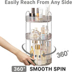 Asayuee 360 Rotating Makeup Organizer, 3 Tier Large Capacity Make Up Organizers - Image 3