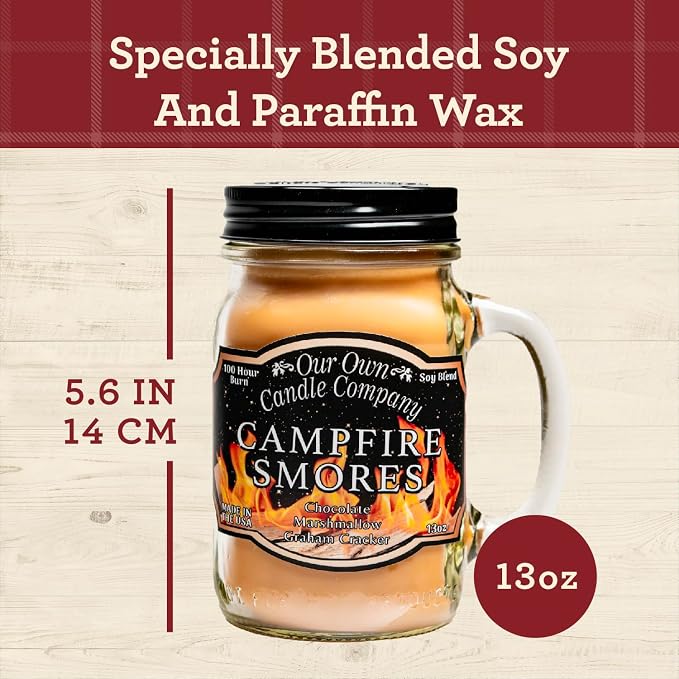 Our Own Candle Company Campfire S’Mores Scented Candle, Mason Jar, Long Lasting - Image 3