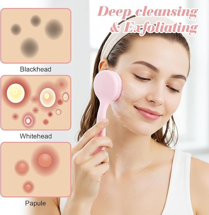 4 Pcs Silicone Face Brush with 2 Manual Face Scrub Brush, Facial Brushes - Image 6