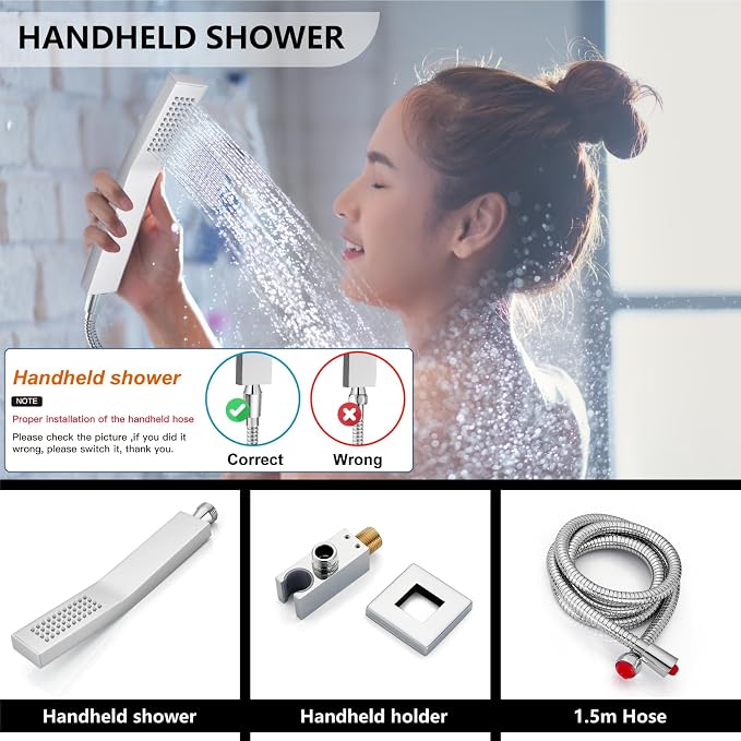 Midanya Shower System with Tub Spout, Bathtub Shower Faucet Set with Square - Image 7