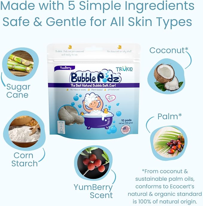 TruKid Bubble Podz Bubble Bath for Kids, & Babies, Tear Free Gentle & - Image 6