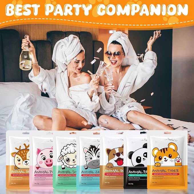 7 Packs Cute Animal Character Design Facial Masks, Deep Hyrating Spa Masks - Image 6