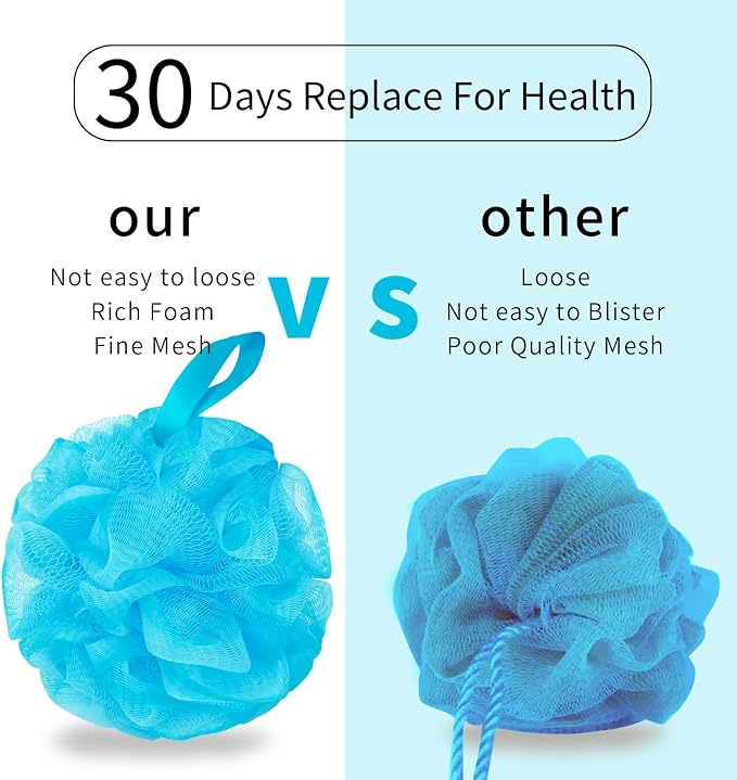 BCKENEY Bath Loofah Shower Sponge Body Back Scrubber Soft Mesh Shower Puffs - Image 3