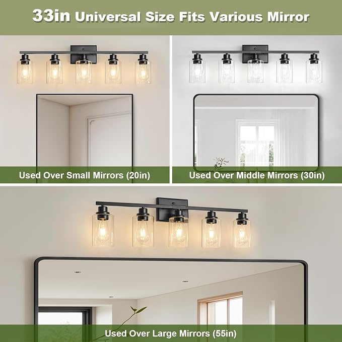 Unicozin Modern Bathroom Light Fixtures, 5 Light Vanity Lights Over Mirror - Image 7